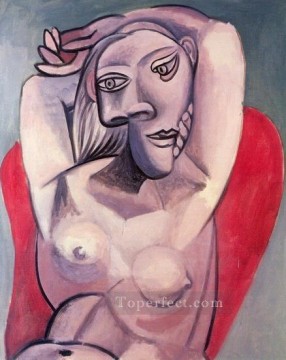 パブロ・ピカソ Painting - 赤い肘掛け椅子の女 1929年 パブロ・ピカソ
